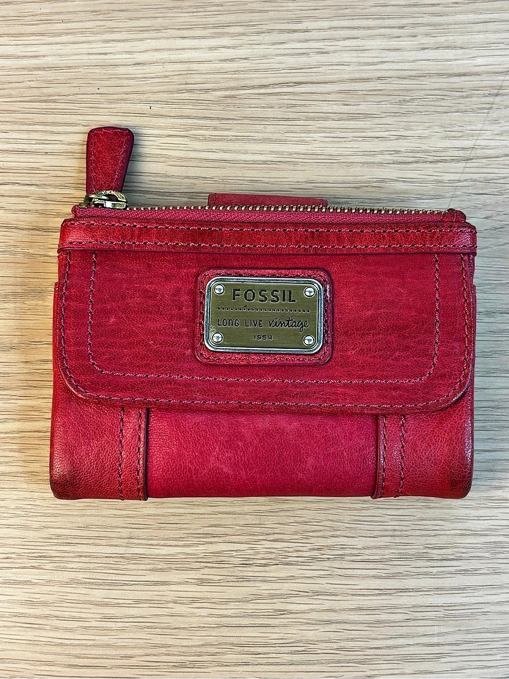 Fossil Long Live Vintage Dark Pink Snap Wallet